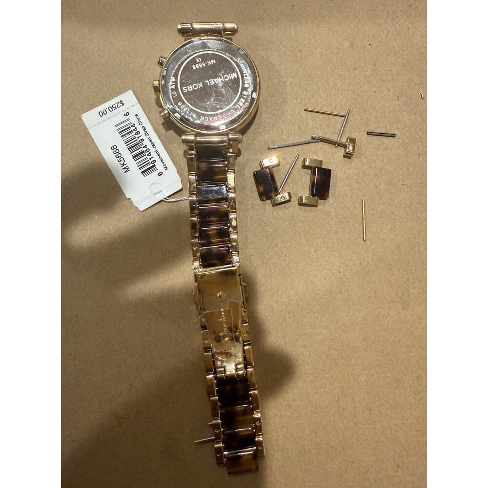 Michael Kors Chronograph Gold Stainless Steel Diamond Bezel Analog Wristwatch - Picture 2 of 5